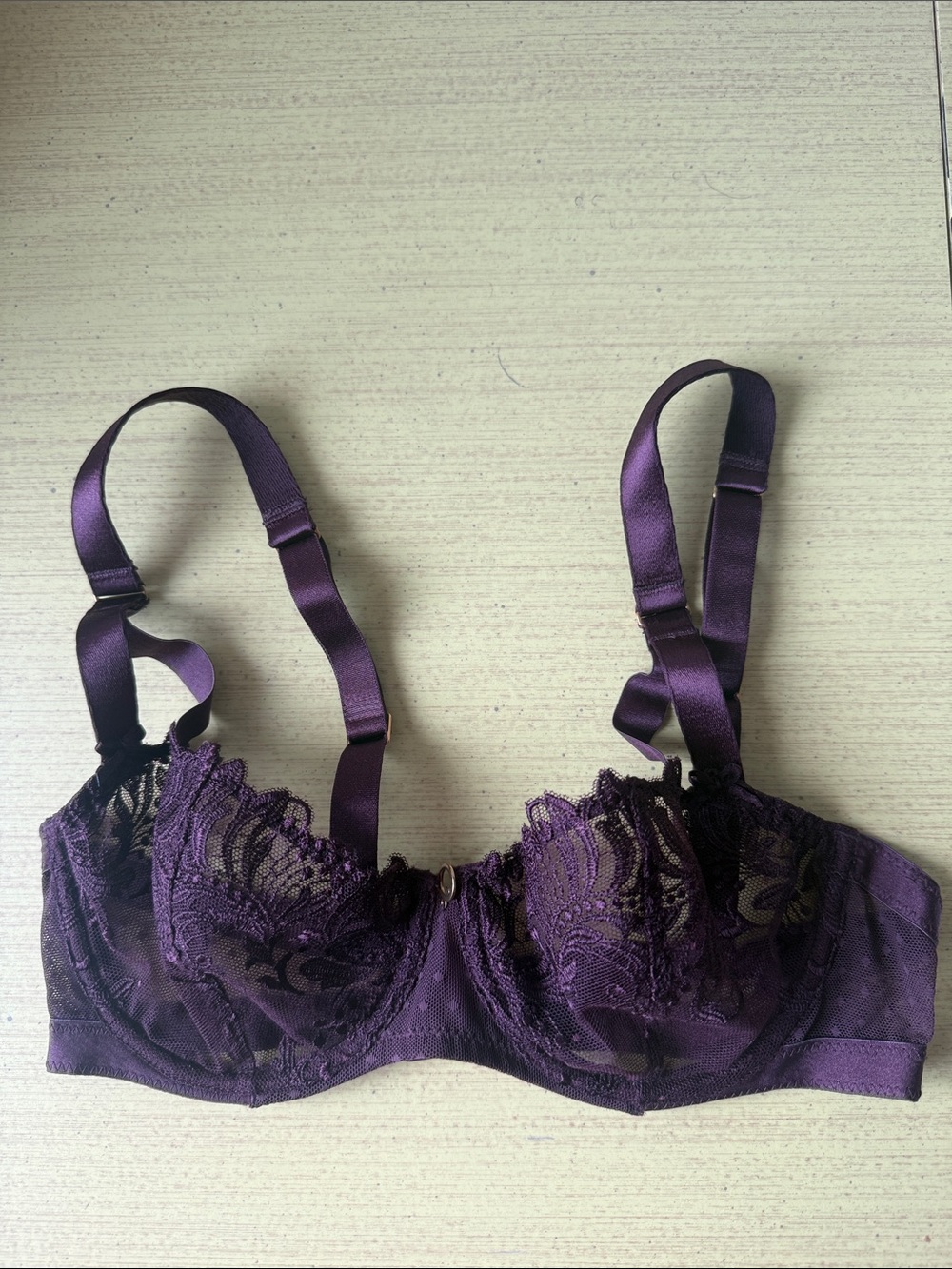 Purple Aubade, France, Purple Lace Underwire Bra - 32C